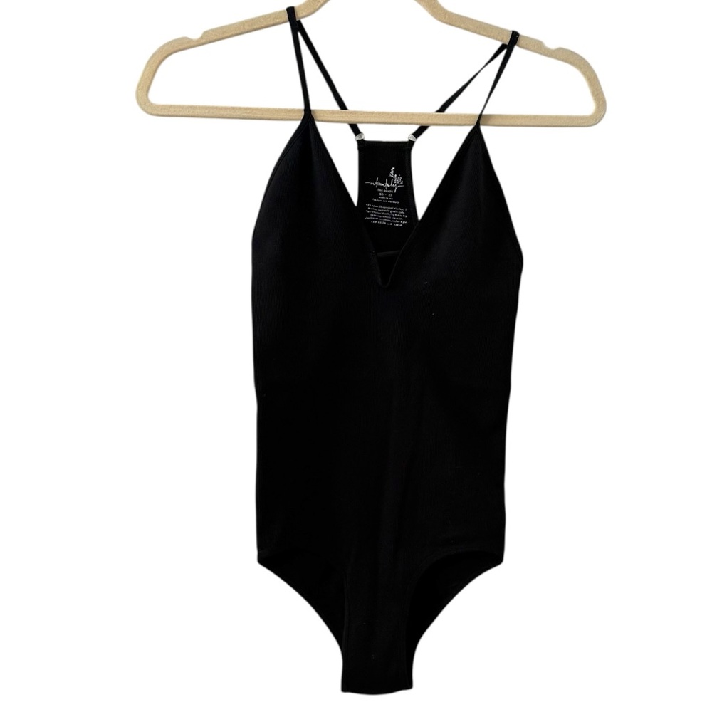 Intimately Free People XS/S Black Ribbed Adjustable Strap Bodysuit